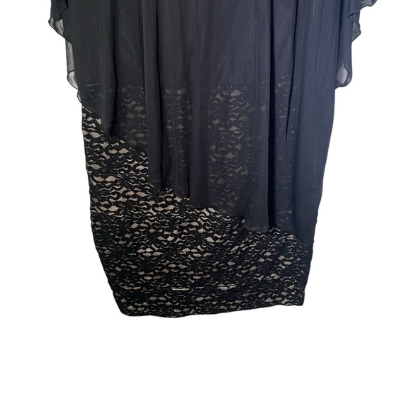Enfocus Women Black Lace Dress With Attached Shawl Size 14W - Picture 4 of 10